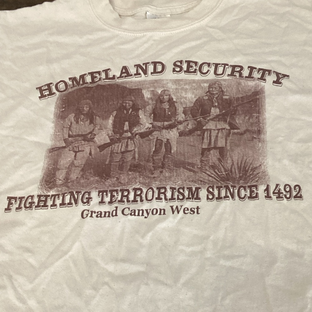 Homeland Security 'Fighting Terrorism Since 1492' White Graphic Tee